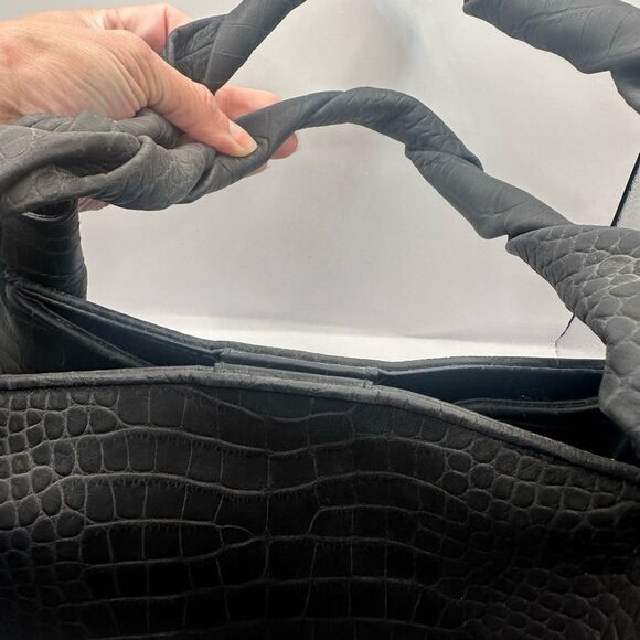 LALO handbag Black Crocodile-Embossed Tote Italian Handbag NWOT - Picture 8 of 12